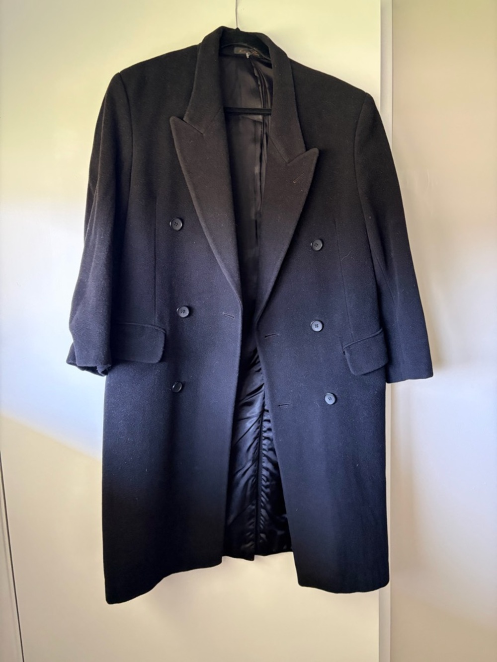 Nicolo Vintage Men’s/Unisex Black Wool Blend Double Breasted Coat